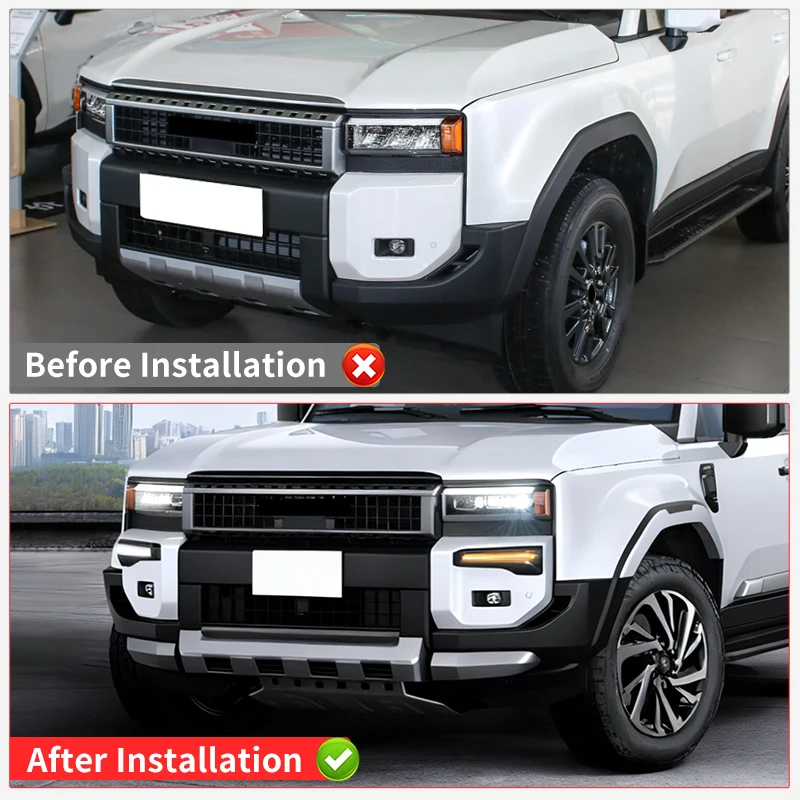 Фото Для Toyota 2024 2025 Land Cruiser Prado 250 LC250 Детали для тюнинга автомобиля Светодиодные дневные ходовые огни Передний бампер DRL с указателем поворота №3