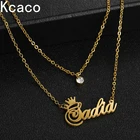 Индивидуальное модное ожерелье из нержавеющей стали с именем по месяцу рождения, персонализированное Золотое Двухслойное циркониевое ожерелье с подвеской, подарок, бижутерия