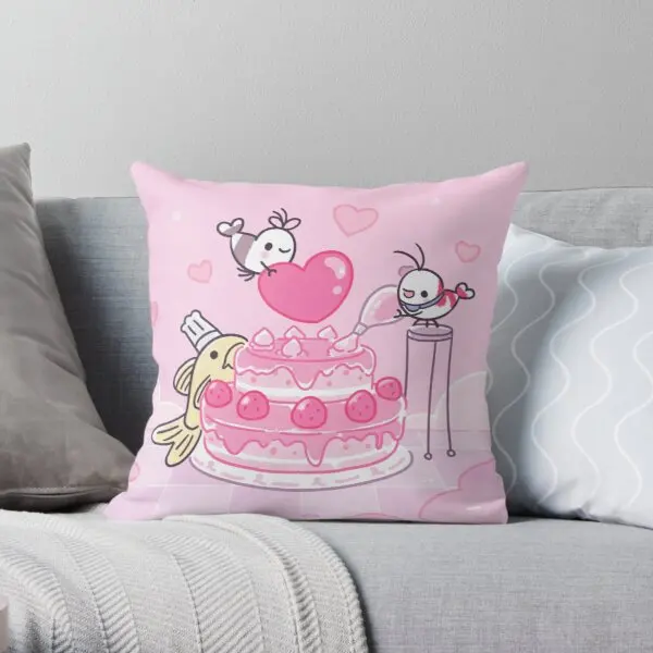 

Shy Shrimp Birthday Cake Printing Throw Pillow Cover Anime Comfort Fashion Office Wedding Hotel Bedroom Pillows not include