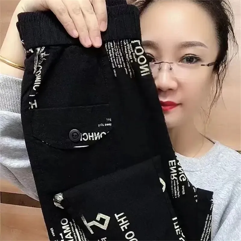 Брюки женские хлопковые с высокой талией повседневные султанки в Корейском