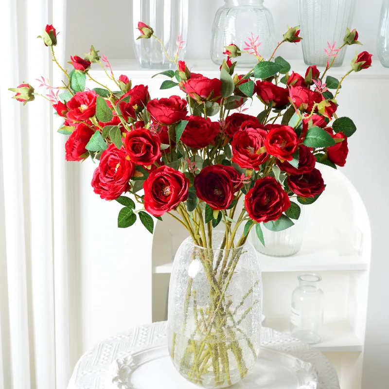 

Simulated Flowers 6 Happy Roses Wedding Celebrations Road Guidance Home Furnishings Hotel Decorations Artificial Flowers