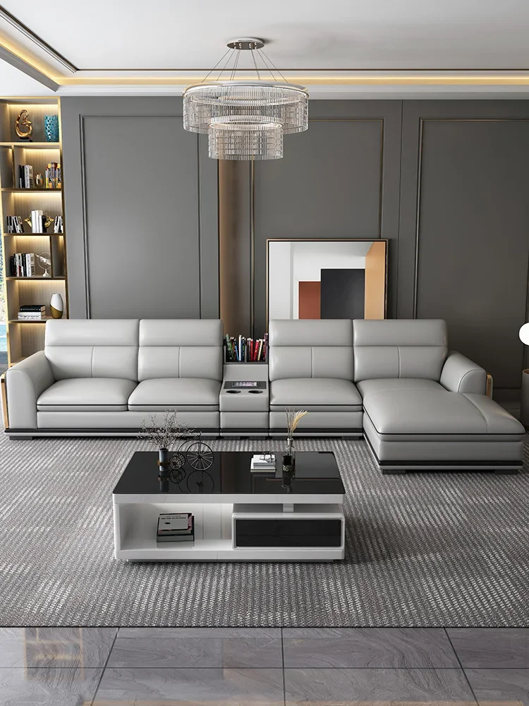 Итальянский кожаный диван для гостиной современный простой пол на первом этаже