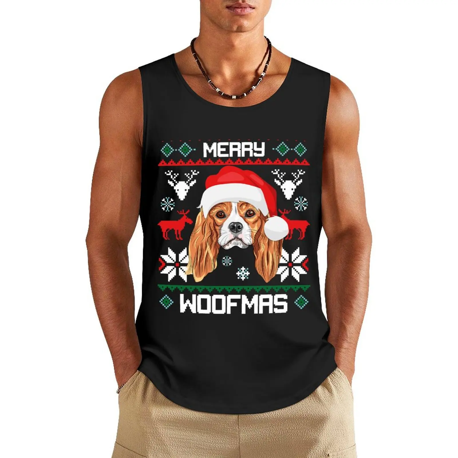 Карманная футболка с изображением кавалера Кинг Карла спаниеля рождественский