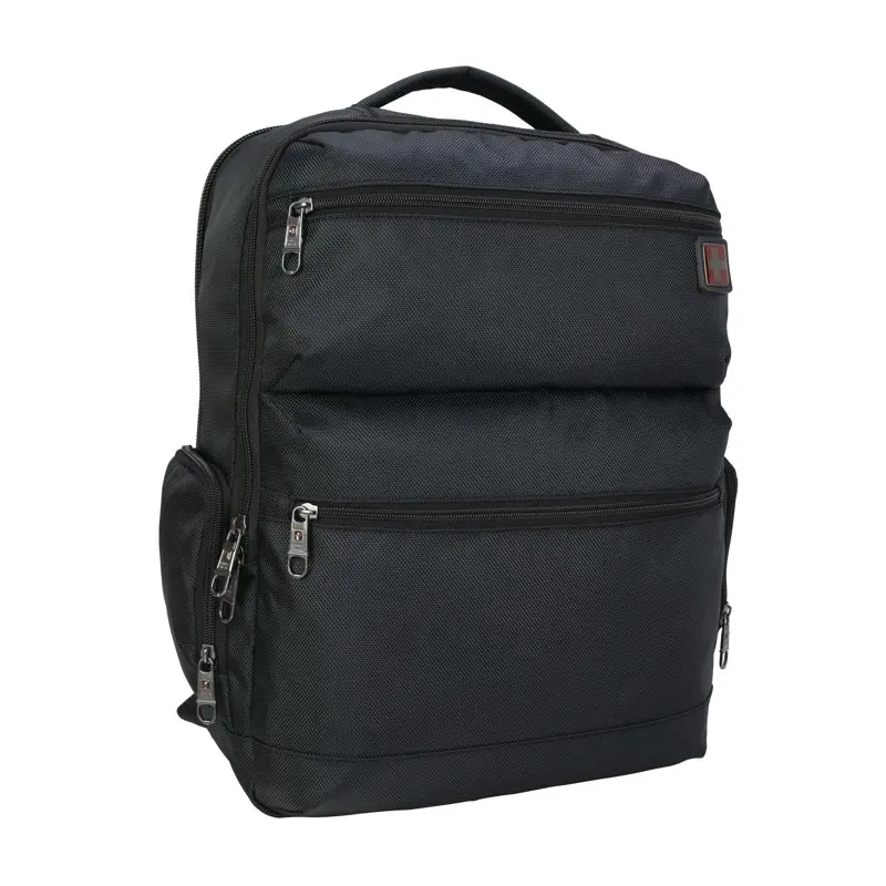 Swiss Tech Unisex Travel Backpack with Luggage Passthrough Sleeve, Black