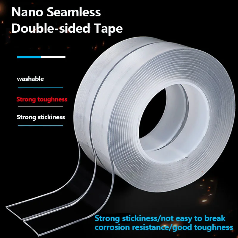 

Double Side Tape Feature Waterproof Reusable Adhesive Transparent Glue Stickers Suit for Home Bathroom Decoration1 -5M Nano glue