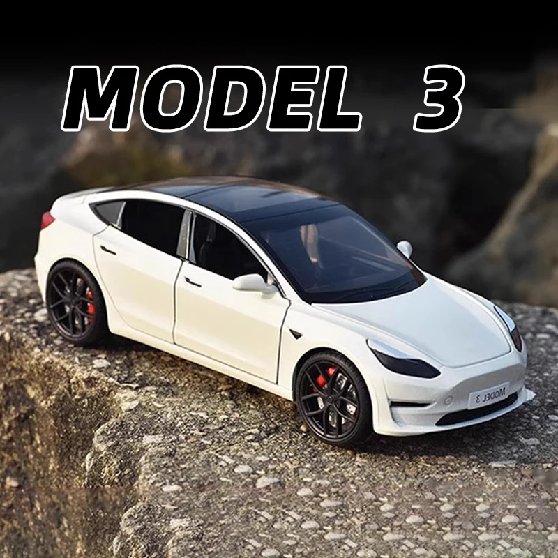 

1:24 Tesla Model 3 Model Y Charging Pile Alloy Die Cast Toy Car Model Sound and Light Children's Toy Collectibles Birthday gift