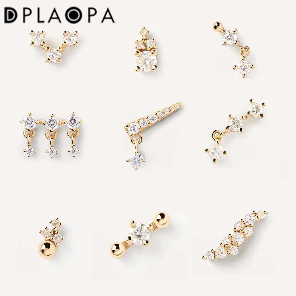 DPLAOPA 925 Sterling Silver 12 Styles Tiny Classic Clear Stud Earring Piercing Women Luxury Fine Jewelry Clips 2022 Winter