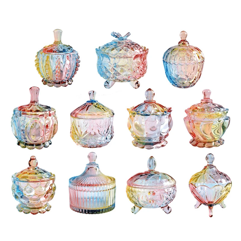 

Лотки, блюда, банка для джема, закусок, маленькая Подставка для хранения, стандартная банка, европейская банка для хранения, цветная стеклян...