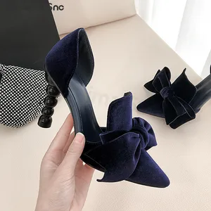 Shaped Heel Bow High Heels Ladies Pointed Sandals Simple and Generous Sexy Shishang Temperament Women's Shoes