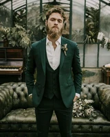 men wedding and party wear men suits formal fashion green tuxedo suits 3 piece suits slim fit one button suits groom wear