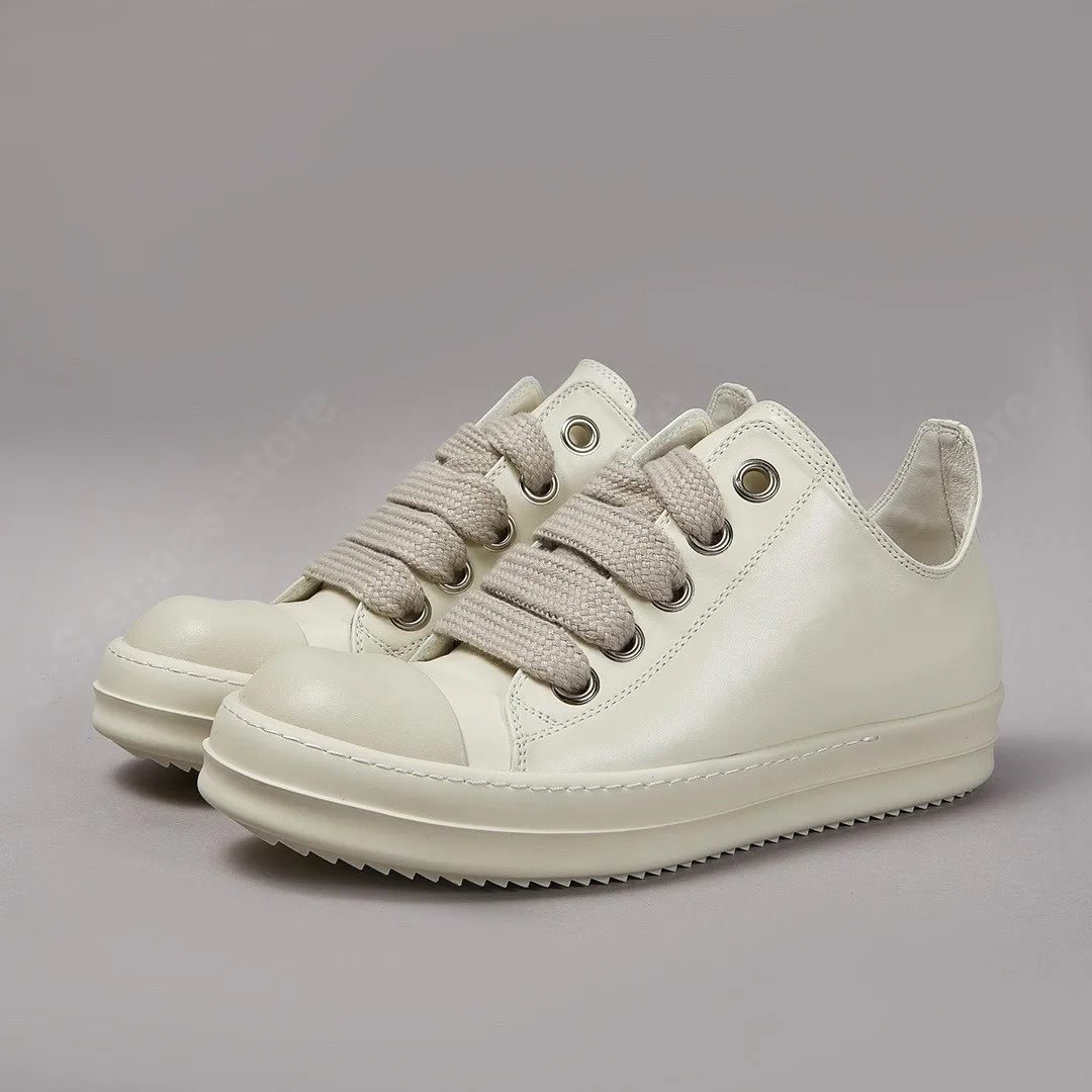 Ricks Низкие туфли Мужские кожаные Женские на плоской подошве Цвет слоновой кости