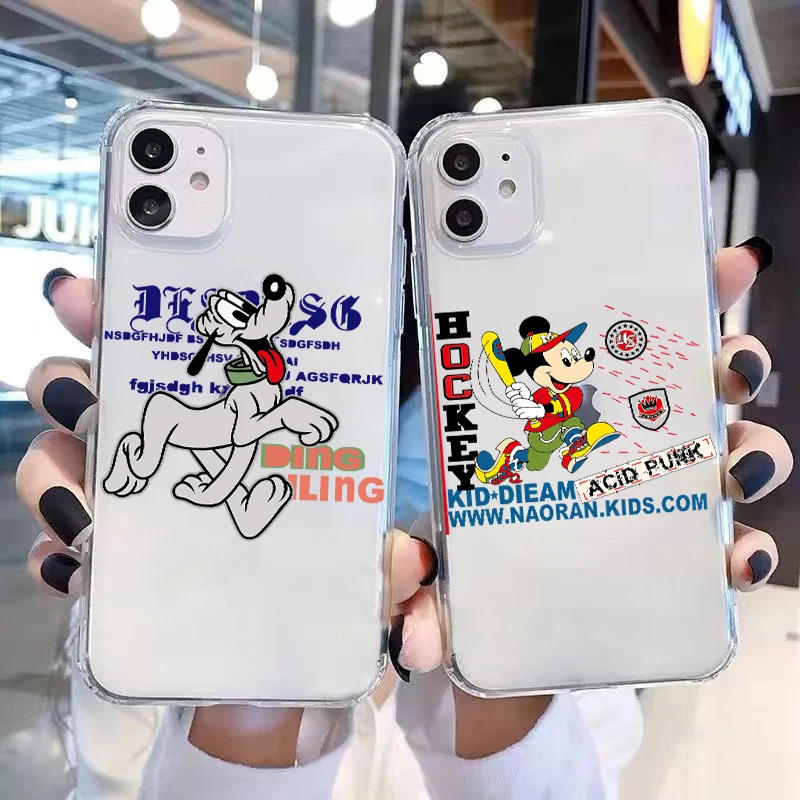 

Original Mickey Mouse For iPhone 13 12 11 Pro Max Mini X XR XS Max SE 6 6S 7 8 Plus Clear Phone Case TPU Funda Liquid Silicon