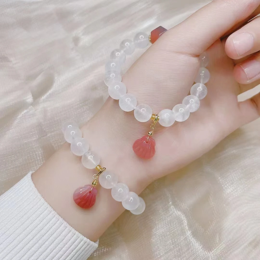 

Newest real White moonlight gemstone DIY handmade bracelets Fashion agate bracelets high quality exquisite jewelry accessories