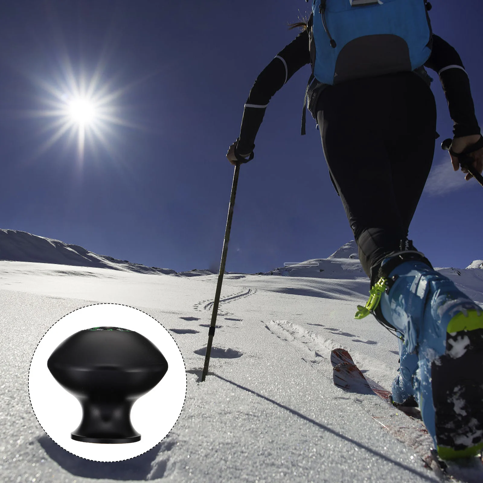 

Handle Compass Outdoor Tool Trekking Pole Hiking Cane Headgear Alpenstock Cover Multifunctional Aluminum Spherical Travel