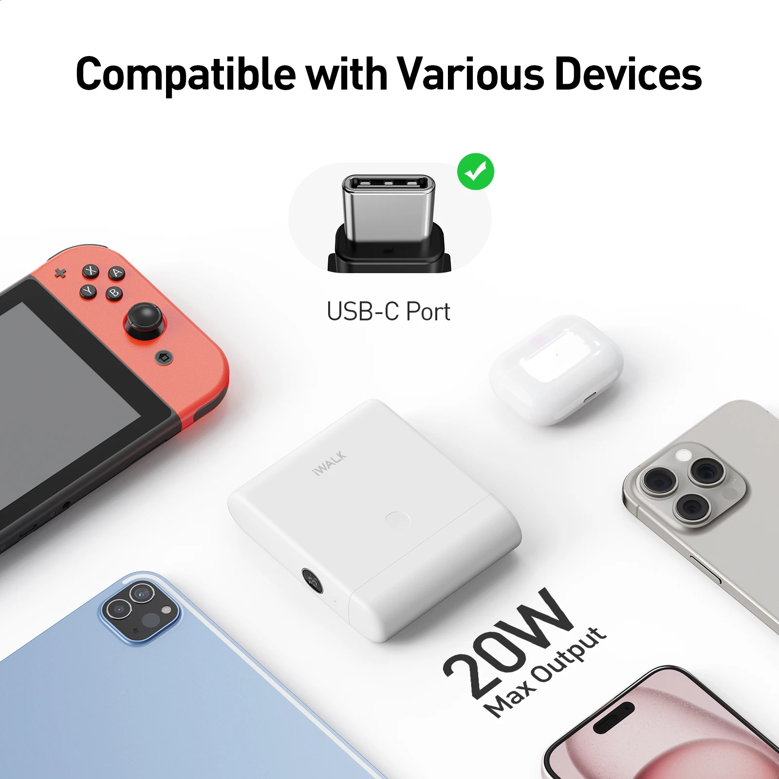 Портативное мини-зарядное устройство IWALK быстрая зарядка 13500 мАч внешний