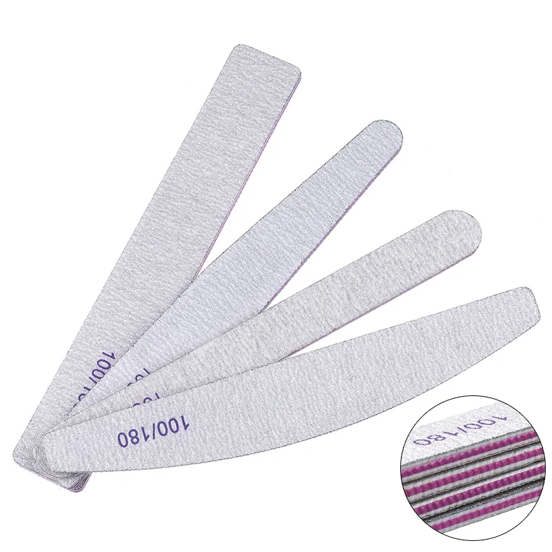 

Double-Sided Professional Nail File Nails Buffer 100/180 Sandpaper for Manicure Pedicure Equipment Half Moon Sanding Files Tools