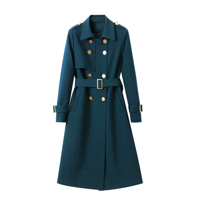 

Trench Coats Women Autumn Double Breasted Cotton Fashion Belt Casual Ladies Mid-long Slim Windproof Windbreaker Famale Clothing