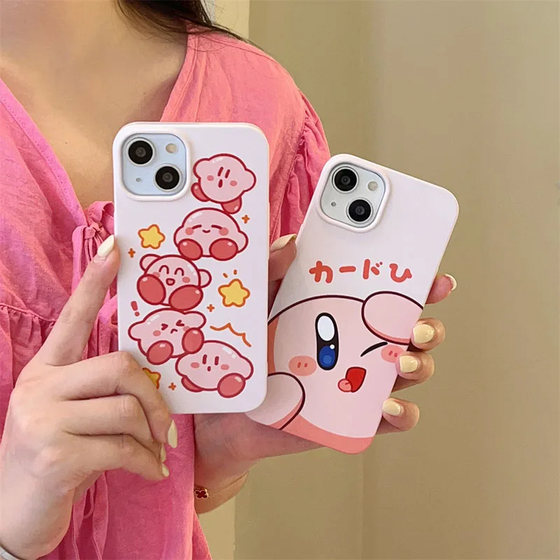 Купи Kawaii Anime Kirby Phone Case for Iphone14 13 12 11 Pro Max Plus Cartoon All-Inclusive Hard Shell Anti-Drop Accessories for Girl за 175 рублей в магазине AliExpress