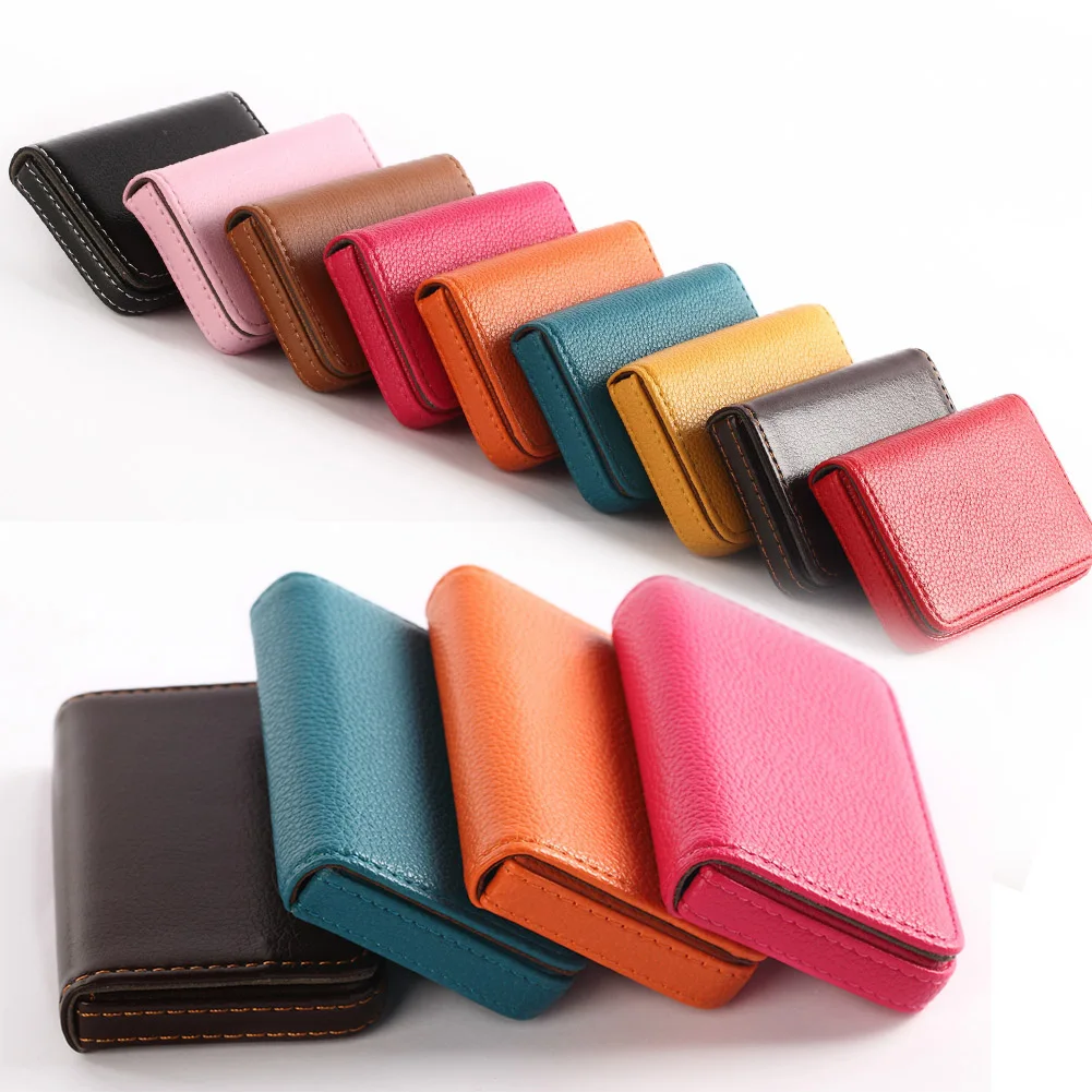 

Large Buckle Business Magnetic Holder Slim Card Credit Lychee Capacity Pattern Card Card Pocket Name Case With Holder Leather