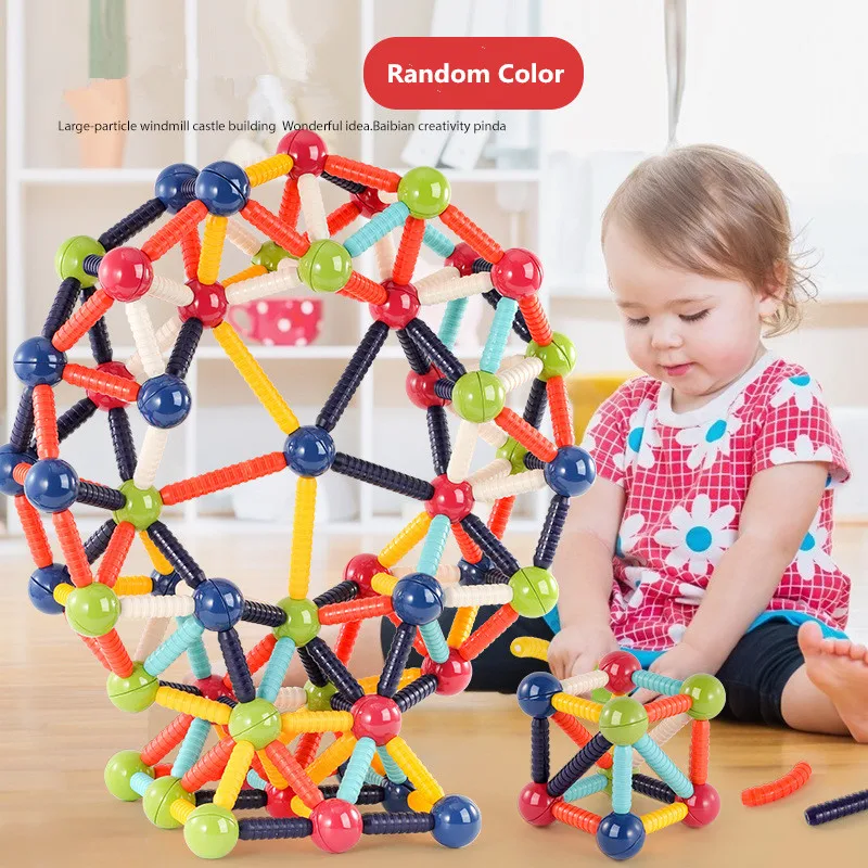 Children Magnetic Construction Blocks Set Magnetic Balls Stick Building Blocks Montessori Educational Toys For Children Gift