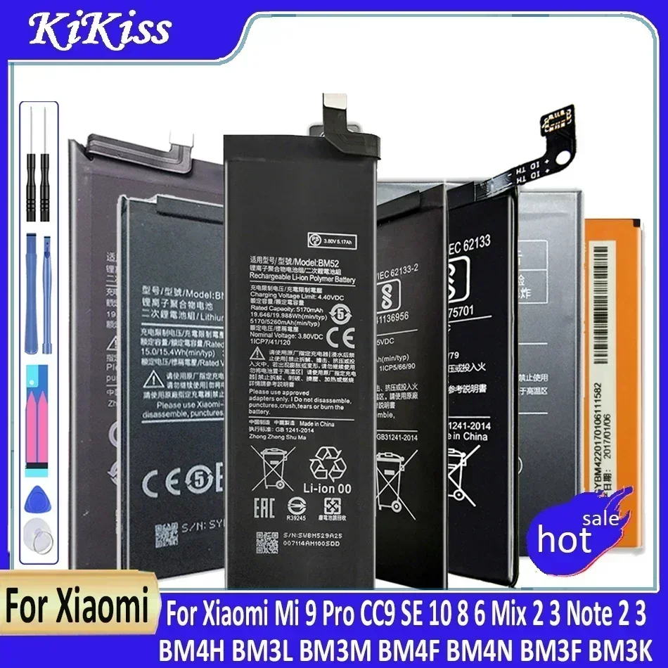 Аккумулятор для Xiaomi Mi 9 Pro CC9 SE 10 8 6 Mix 2 3 Note Note3 BM4H BM3L BM3M BM4F BM4N BM3F BM3K Сменные
