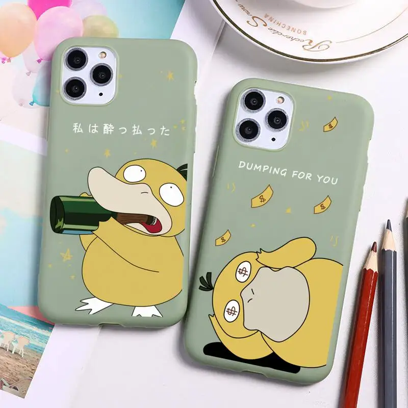 

Pokemon Psyduck Phone Case For iphone 13 12 11 Pro Max Mini XS 8 7 6 6S Plus X SE 2020 XR Candy Silicone Cover