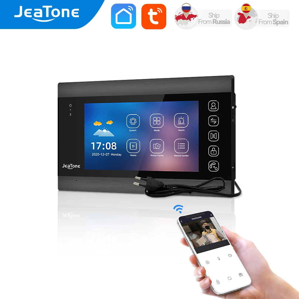 JeaTone Wi-Fi Tuya видеодомофон для дома 7-дюймовый умный сенсорный экран с пультом
