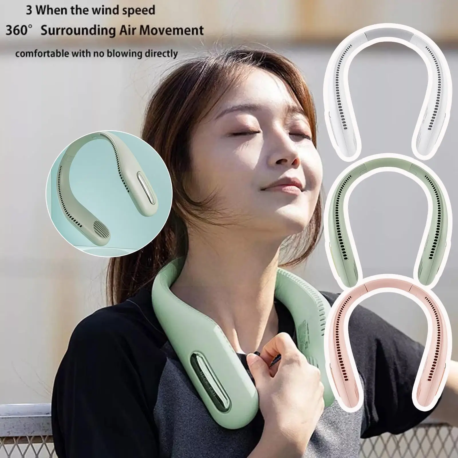 

New Summer Portable Fan Rechargeable Fans Sports Bladeless Cooler Neck Air Leafless Usb Neck Fan Fan Mini Air Hanging Charg O1p9