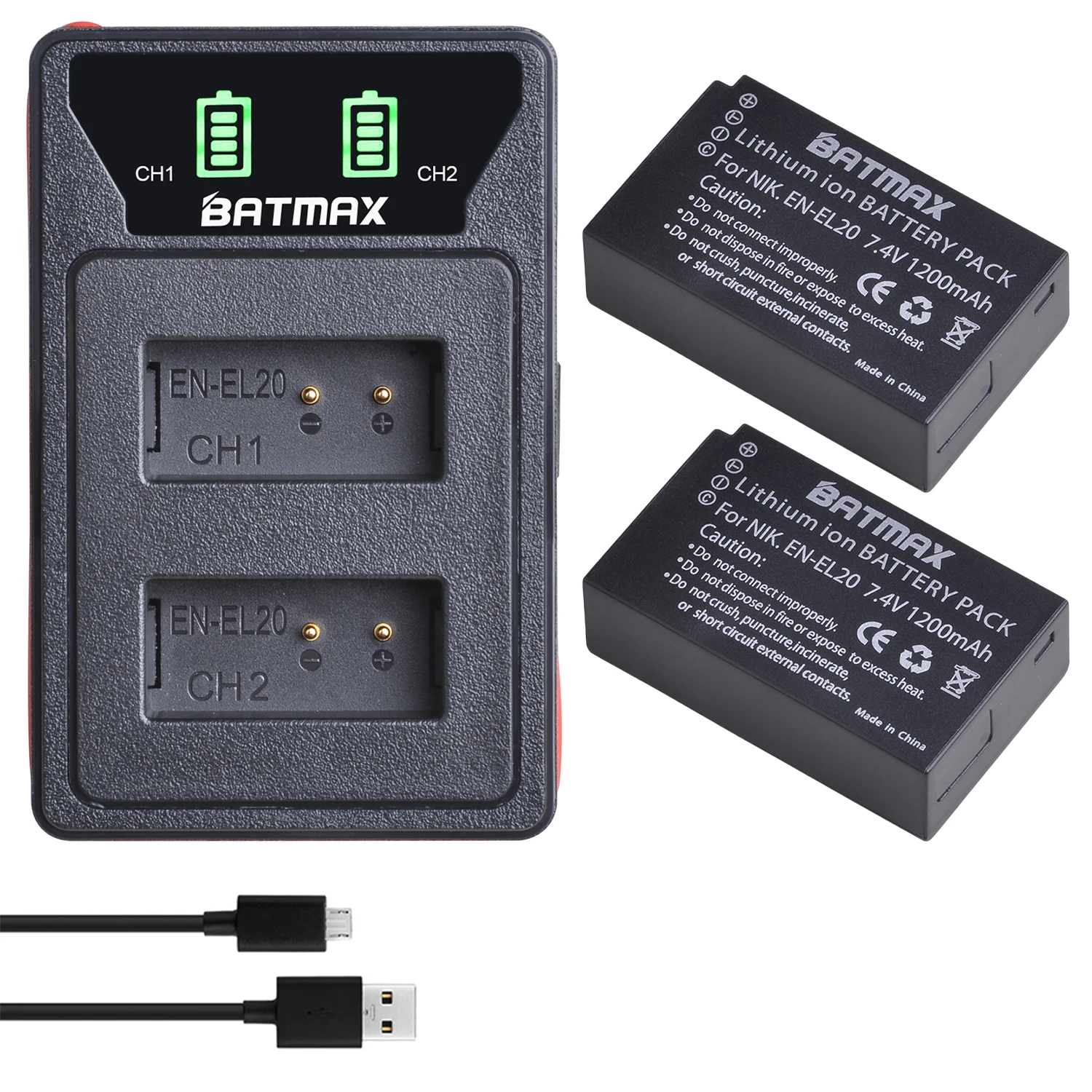 

2Pcs EN-EL20 EN EL20 ENEL20 Rechargeable Li-Ion Battery&Dual USB Charger for Nikon 1 J1 J2 J3 S1 Camera Drop shipping z1