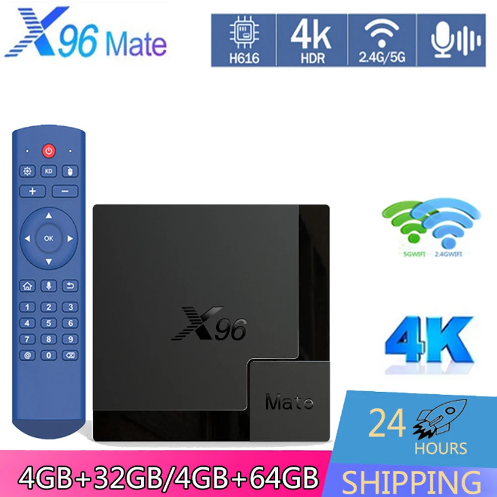 

X96MATE Smart Android TV BOX Allwinner H616 Android 10.0 2.4G&5G Dual WiFi BT5.0 4K LAN 100M X96 Mate Media Player Set Top Box