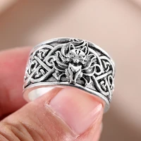 new arrival viking gothic ring hallow out cartoon fox rings vintage silver color for men women hip hop party jewelry gift