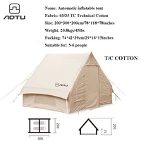 inflatable tent outdoor camping thick tc technical cotton 3 2 2m for 5 6 people good ventilation multiplayer family travel