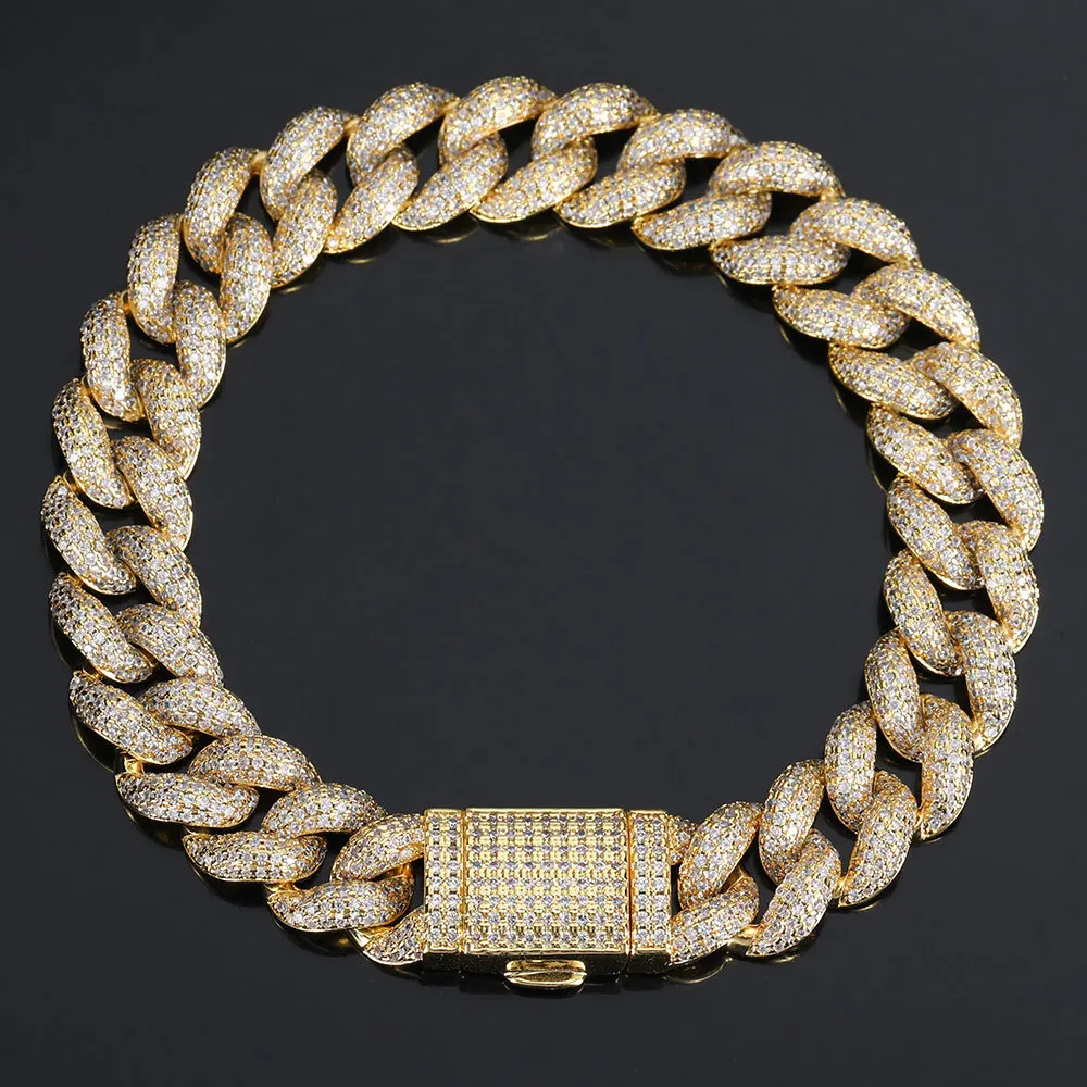 

Scooya New 12mm four-row hip-hop zircon Cuban chain Bracelet men women personality men and women hiphop bracelet accessories