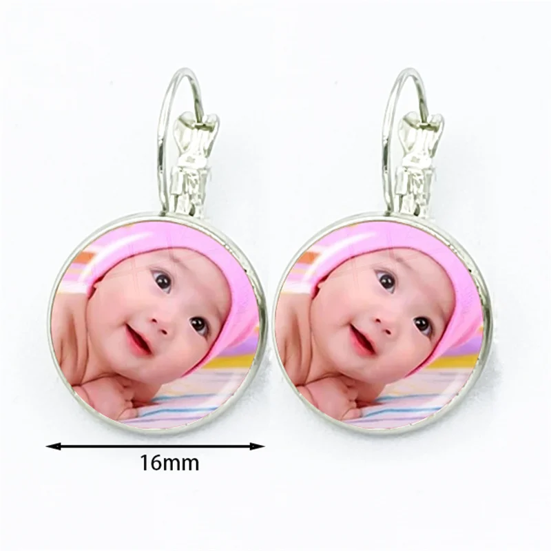 Персонализированные серьги-гвоздики на заказ для фото мамы папы ребенка детей