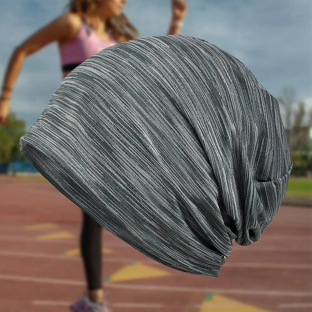 

Nylon Stylish Striped Texture Running Hat Washable Beanie Cap Stretchy for Travel