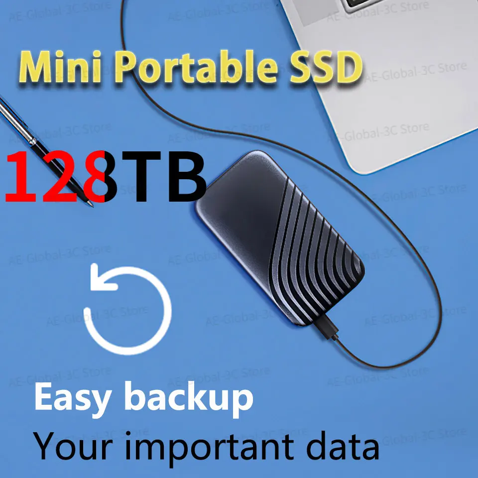 Protable SSD 128TB 2TB Mobile External Solid State Drive USB 3.1 Type C Interface Hard Disks Data Mass Storage SSD for Laptop
