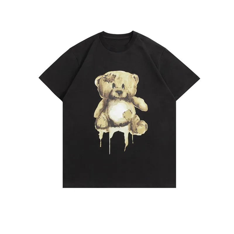 

Japanese Bear Print T-shirt for Men and Women Loose Cute College Style Short Sleeve T-shirts Half-sleeve Y2k Tops Harajuku Tees