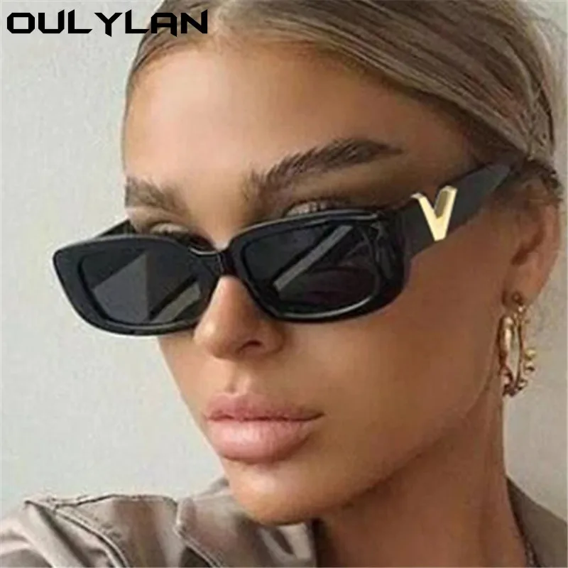 

Солнцезащитные очки Oulylan квадратные для мужчин и женщин, винтажные брендовые дизайнерские солнечные очки «кошачий глаз», Модные прямоуголь...