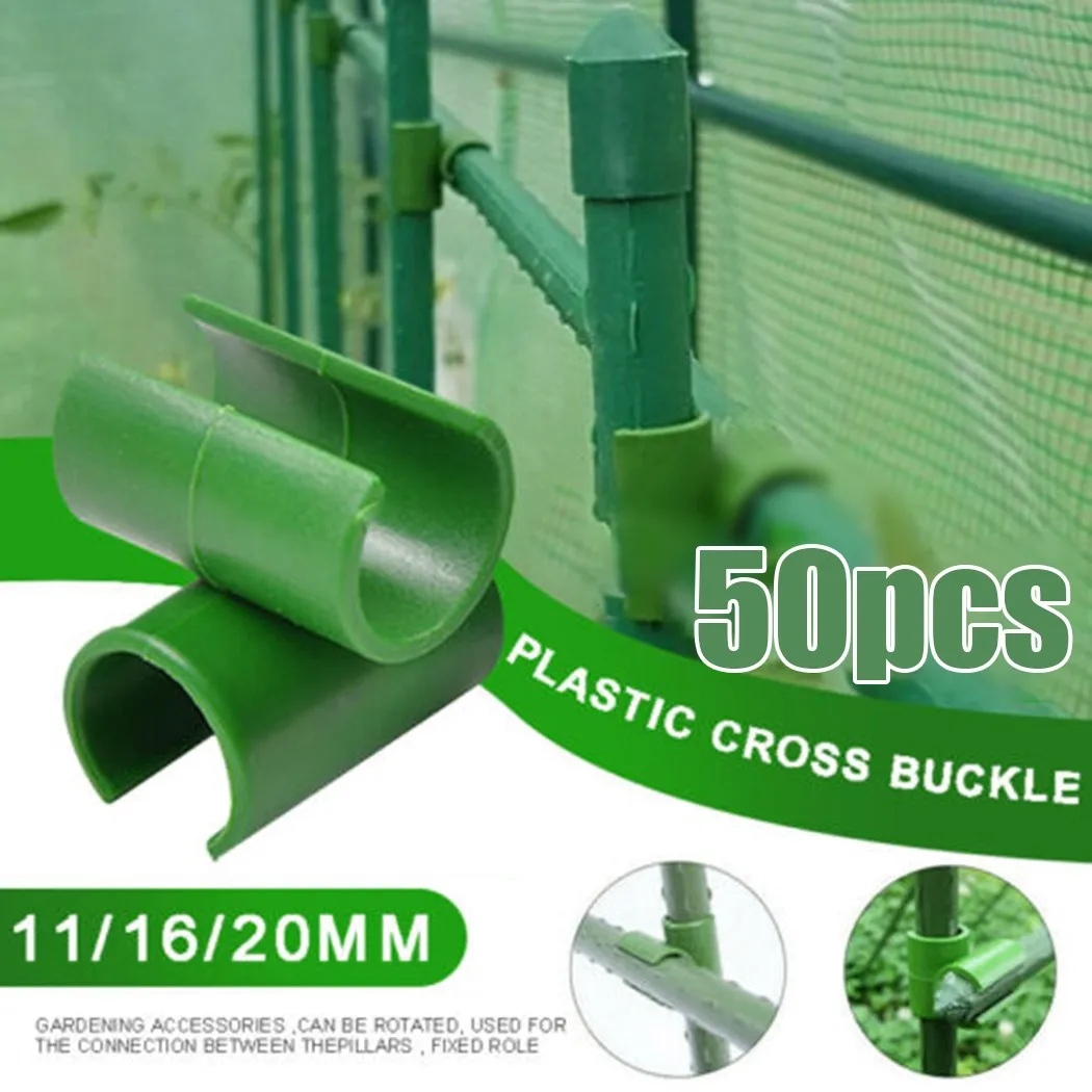 

50Pcs Cross Plastic Clips Plant Support Fixed For Fruit Cage Connector Adjustable Agriculture Fastener Pillars Diameter 8-20mm