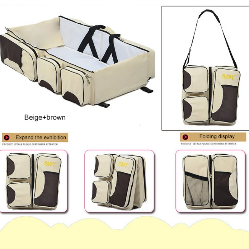 

Multifunctional Foldable Mommy Bag Large Capacity Universal Portable Travel Outdoor Folding Bed Baby Crib Basket Diaper Bags