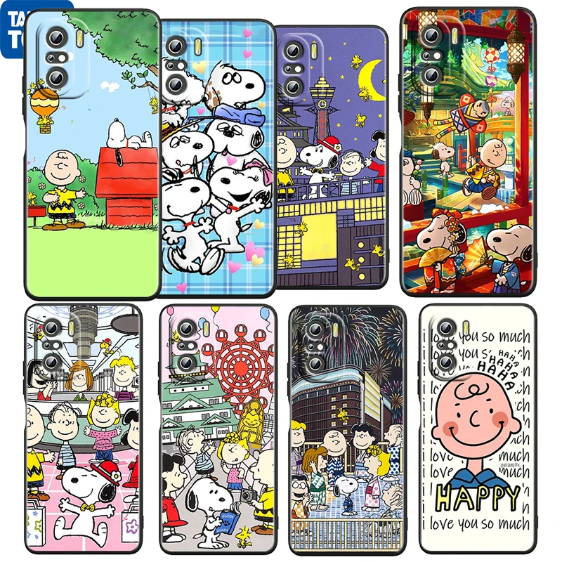 

Snoopy Cartoon Dog For Xiaomi Redmi K50 K40 Gaming K30 K20 Pro 5G 10X 9T 9A 9C TPU Soft Black Phone Case Funda Coque Cover Capa