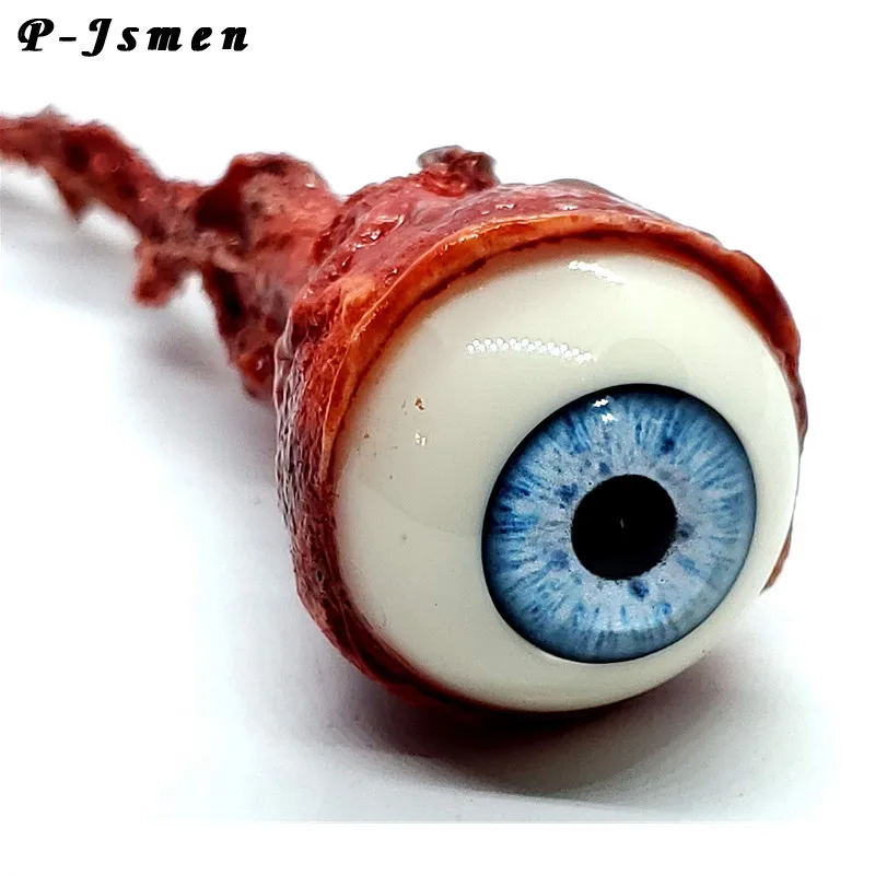 

P-Jsmen Halloween Horror Prop Realistic Life Size Latex Ripped Out Eyeball Light Blue Scary Decorate Bloodshot Eye Cosplay Prop