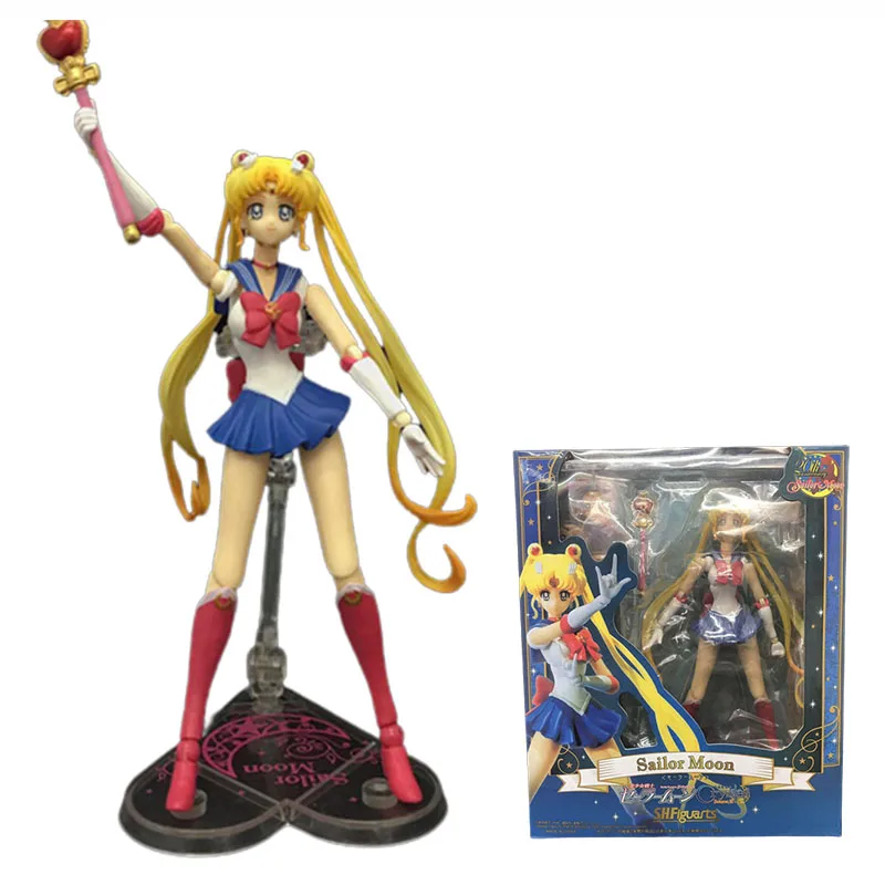 Anime süper Sailor Moon aksiyon figürü oyuncakları 15cm SHF heykelcik Tsukino Usagi hareketli eklemler ile Model Kawaii bebek kızlar için hediyeler