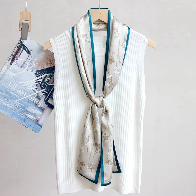 

Модные женские Дизайнерские шарфы из 100% натурального шелка, шарфы с ручками для сумок, шаль, бандана, женский новый шейный платок, хиджаб, шарф из пашмины