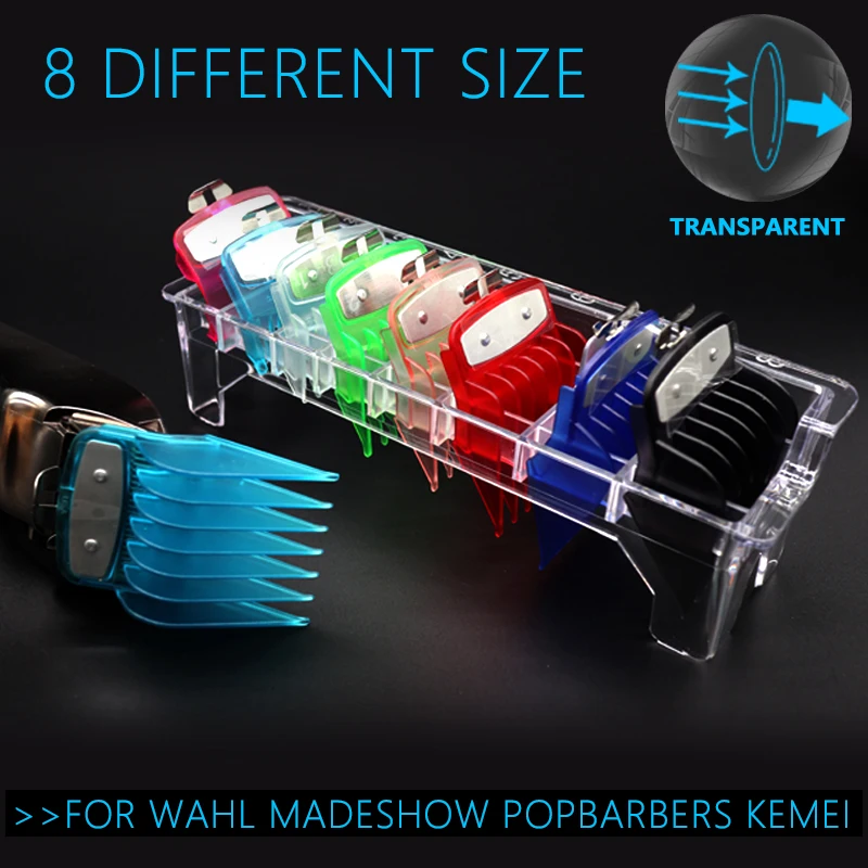 

8 Pcs Professional Hair Cutting Machine Limit Comb Universal Metal Clip Transparent Guards Barber Accesories For Wahl Madeshow