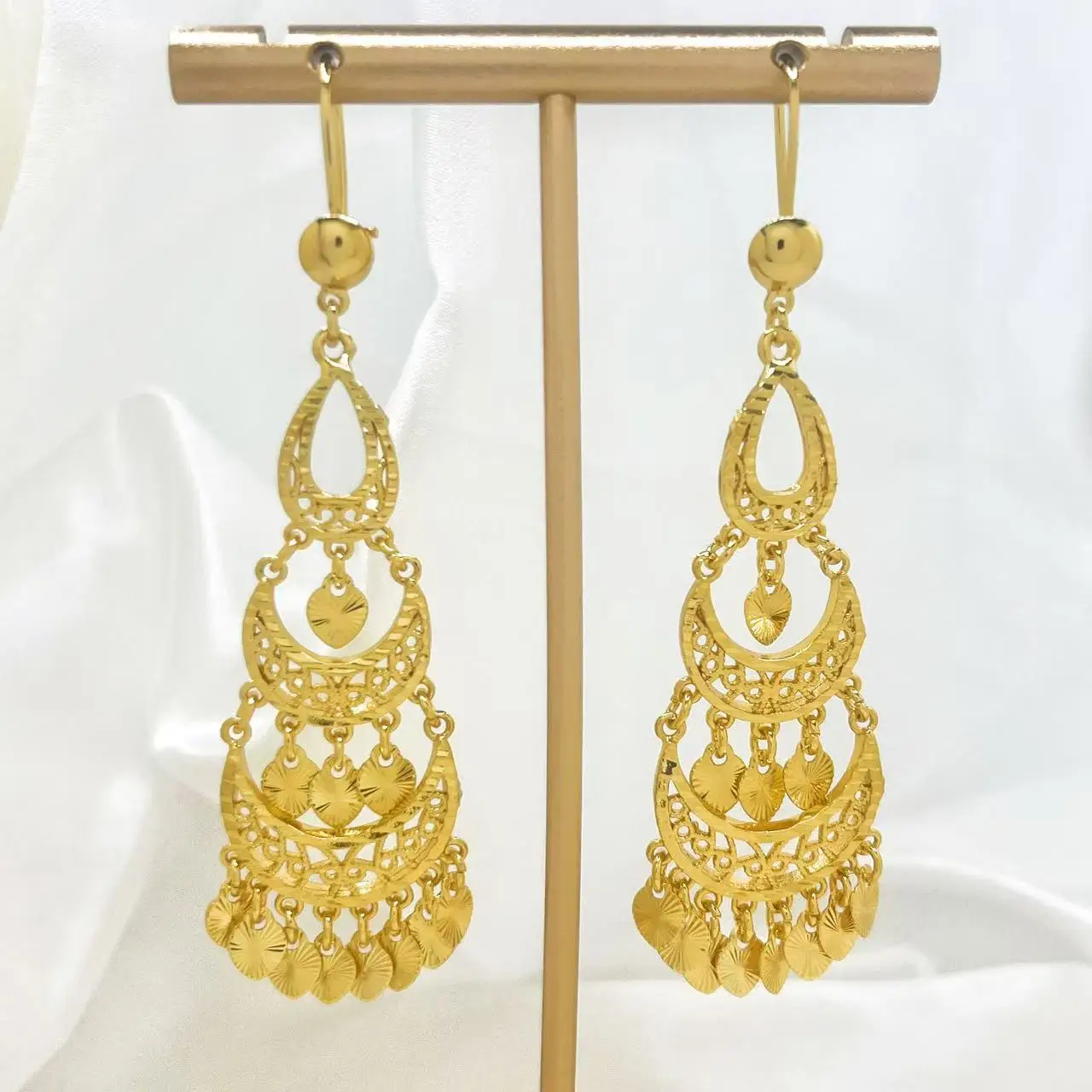 Медные серьги-капельки с кисточками Indian Jhumka