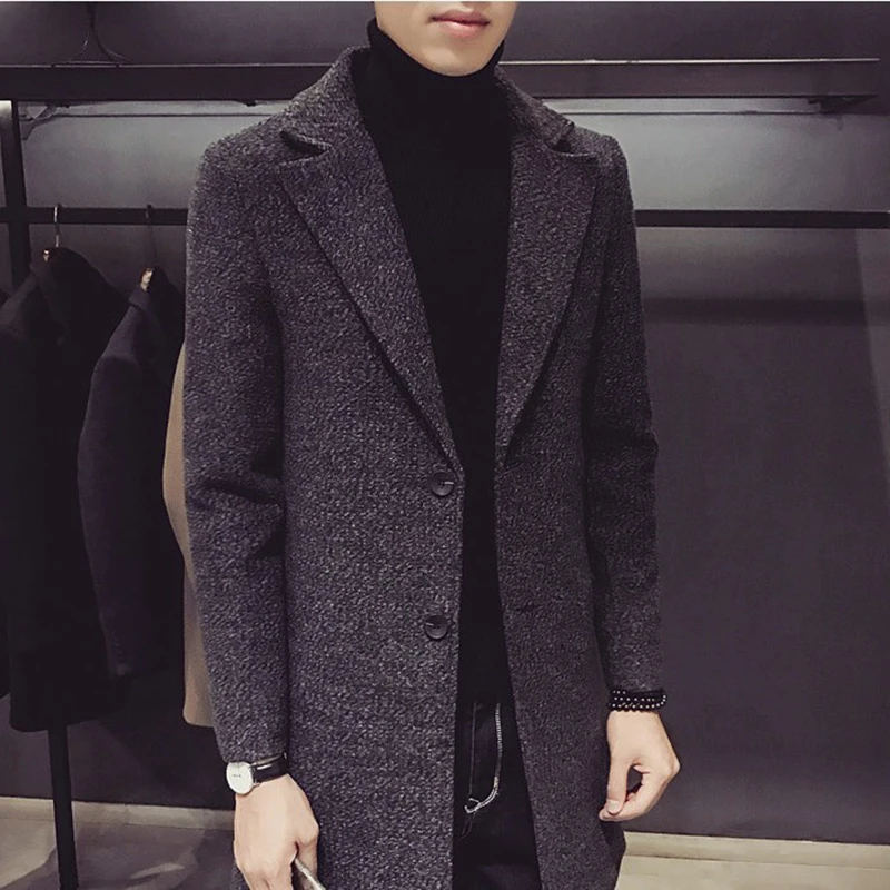 Новинка 2022 шерстяная ветровка со снежинками Мужское пальто средней длины куртка