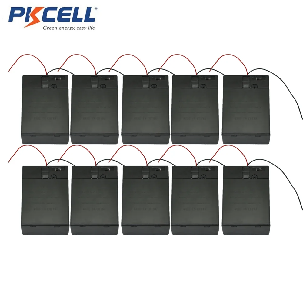 

10pcs C Size DC 2 Cells Battery Holder Case Box with Wire Cover & Switch