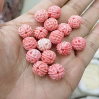10pcs 11mm round walnut pink artificial coral beads loose spacer synthetic coral bead for jewelry making diy bracelet necklace