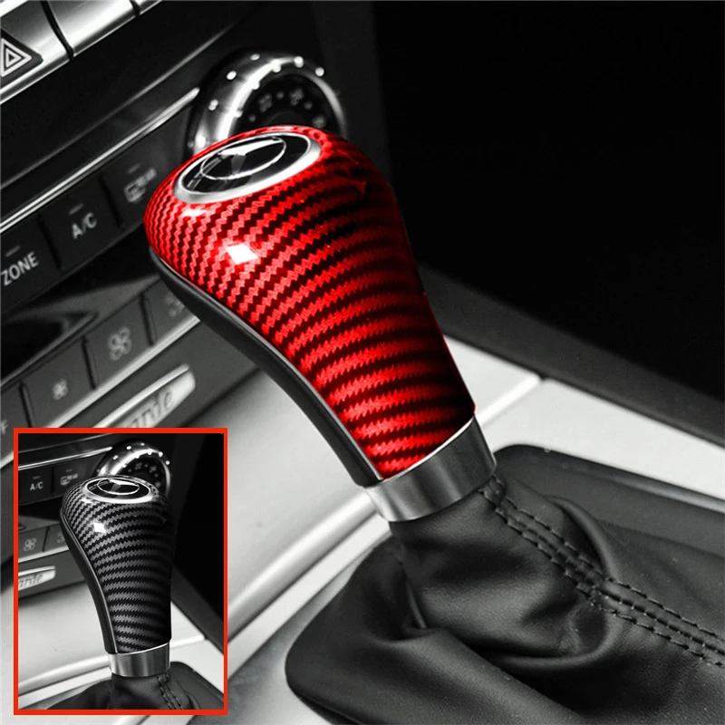 

АБС-пластик, композитная углеродная наклейка, ручка переключения передач, Крышка накладки, автомобильные аксессуары для Mercedes-Benz W204 W212 C E A G ...